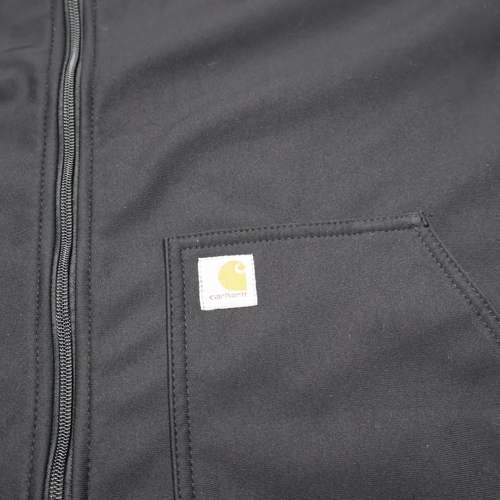 Carhartt Scrub Jacket Men 2XL Black Rugged Flex Peak Bonded Fleece Modern Fit - Picture 3 of 15